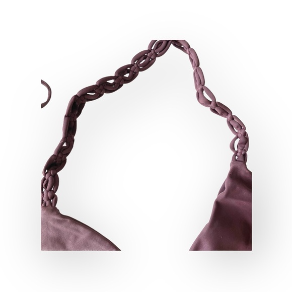new Mikoh ꧁ Indies Strappy Macramé Halter Strap Triangle Bikini Top ꧂ Wine Small - Picture 5 of 16